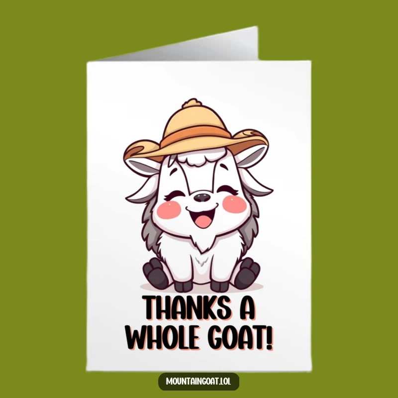 Free Printable Thank You Card: Amusing Goat in Hat, Downloadable DIY Gratitude Gift
