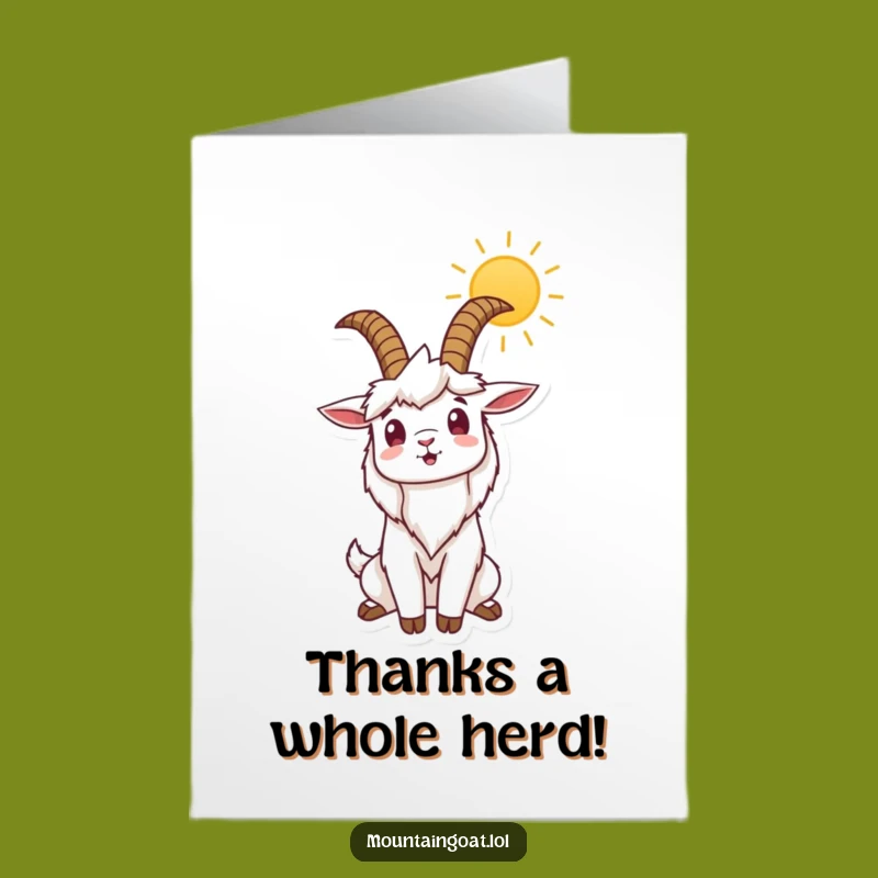 Free Printable Thank You Card: Grateful Mountain Goat Sun Salutation - Downloadable Gift