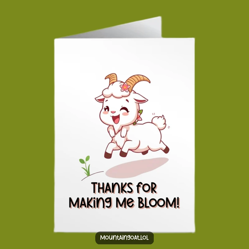 Joyful Free Printable Goat Thank You Card - Floral Skipping Downloadable Gift