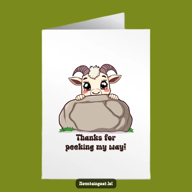Free Printable Curious Goat Thank You Card: Funny Peek Gratitude Download