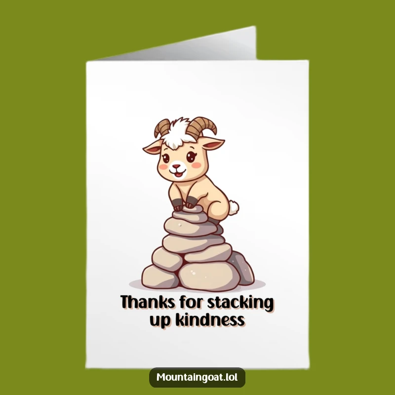 Free Printable Kawaii Goat Thank You Card: Funny Balancing Downloadable Gift of Appreciation