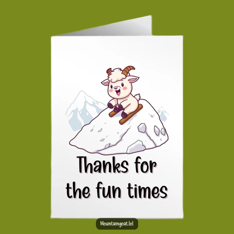 Free Printable Kawaii Goat Thank You Card: Funny Sliding Downloadable Gift of Appreciation