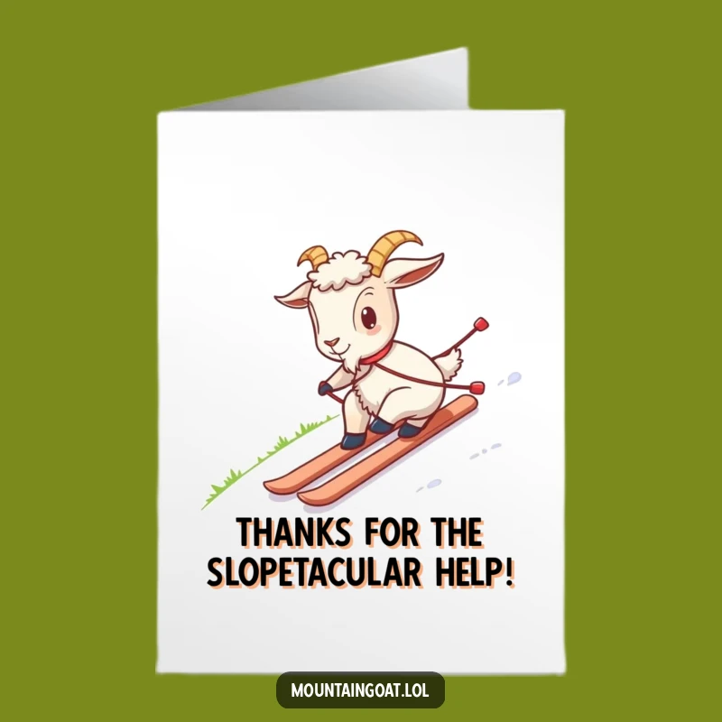 Free Printable Thank You Card: Silly Ski Goat Gratitude, Amusing Downloadable Appreciation