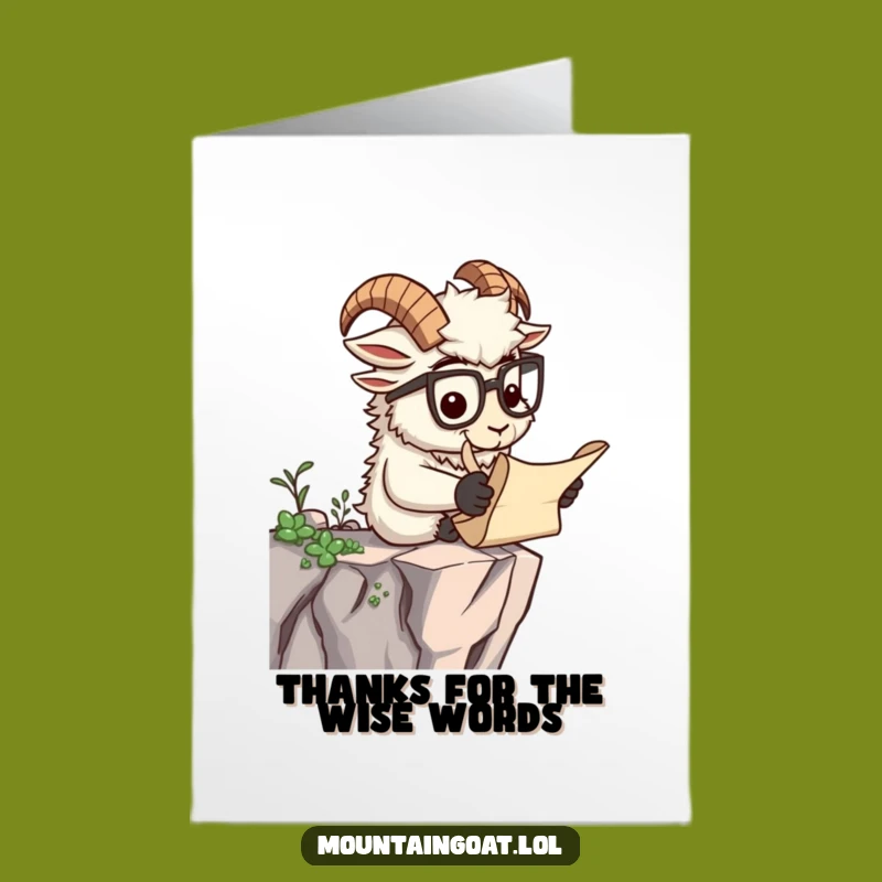 Free Printable Thank You Card: Smart Goat Scroll Reading Funny
