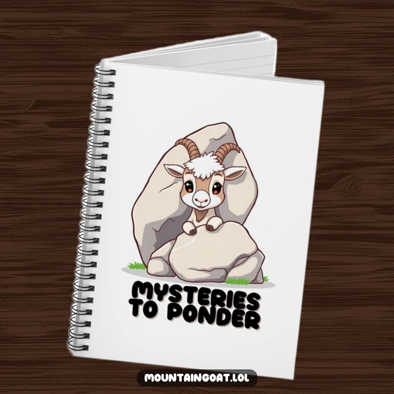 Funny Curious Goat Notebook: A notebook featuring a curious mountain goat peeking from behind a large rock.