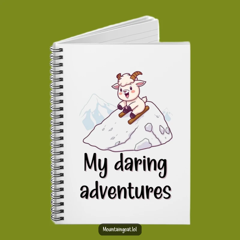 Funny Kawaii Goat Snow Slide Notebook - Journaling Winter Gift