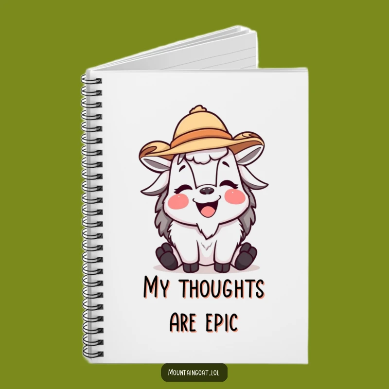 Funny Mountain Goat Notebook Laughing with Hat - Journaling Fun for Goat Fans