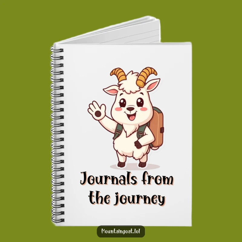 Record your journey ideas in this funny notebook. Features a smiling mountain goat ready for adventure.