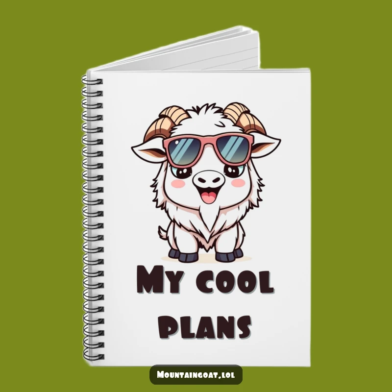 Funny Kawaii Goat Notebook - Cool Sunglasses Mountain Goat Journal for Ideas