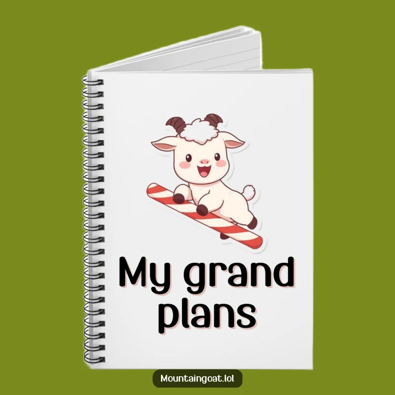Funny Kawaii Goat Candy Cane Notebook: Jot Down Laughs & Ideas