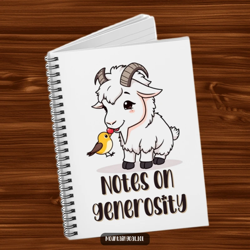 Funny Notebook: A mountain goat shares a berry with a tiny bird, inspiring sweet notes.