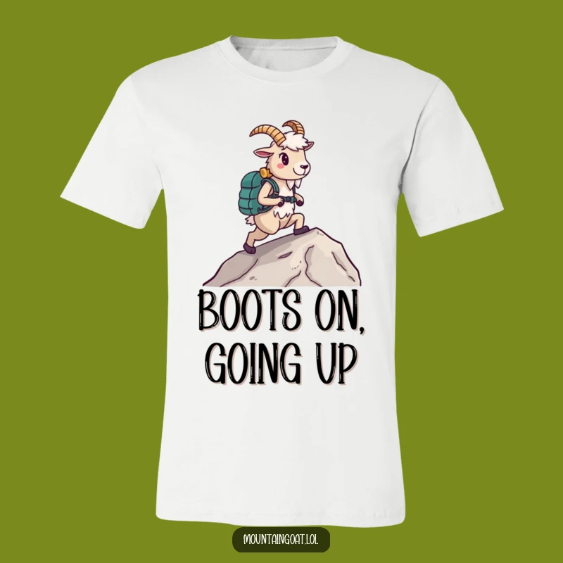 Funny Hiking Goat T-Shirt: Confident Boots on the Trail, Perfect Adventure Apparel Gift