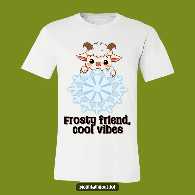 Funny Kawaii Goat Snowflake T-Shirt: Curious Winter Peek Tee Gift