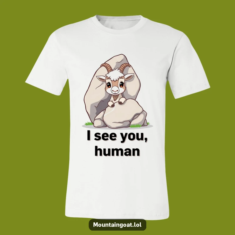 Funny Curious Goat Peeking T-Shirt: Wear Your Intrigue with Adorable Style