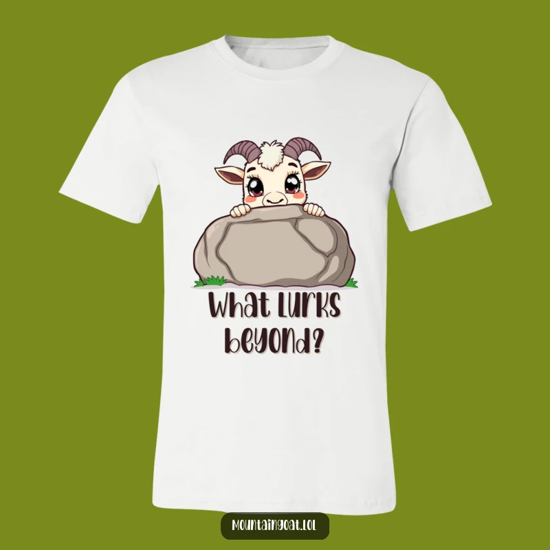 Funny Curious Goat T-Shirt - Peek-a-Boo Animal Tee for Gift