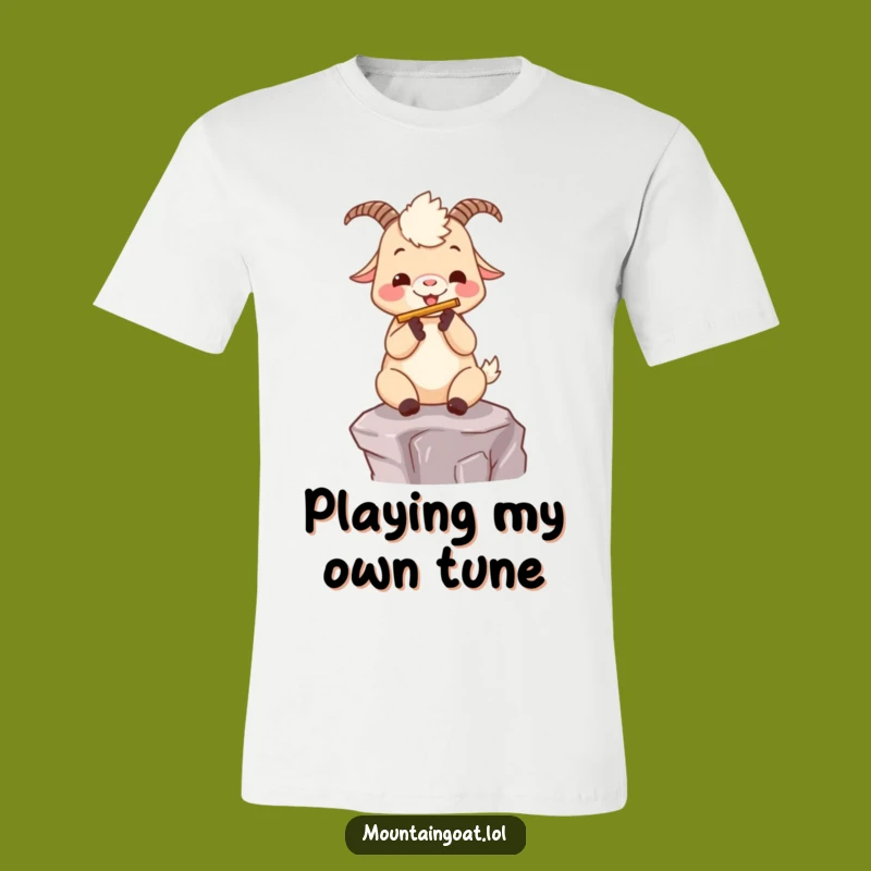 Funny Kawaii Goat Flute Player T-Shirt - Musical Humor Tee Gift