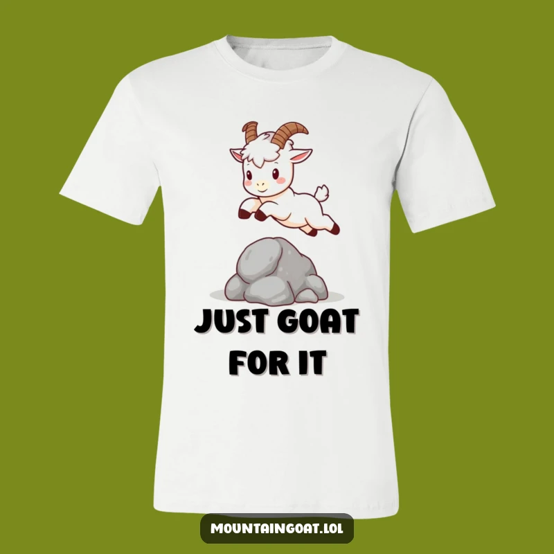 Funny Kawaii Mountain Goat T-Shirt - Cute Leaping Animal Apparel Gift