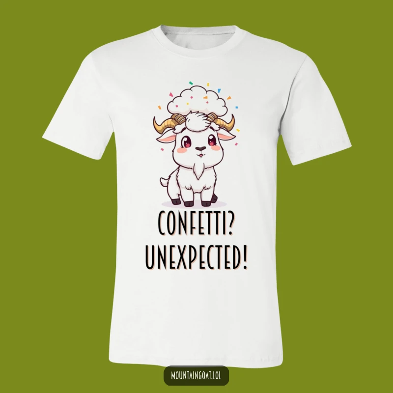 Funny Surprised Goat Confetti T-Shirt - Celebration Moment Gift