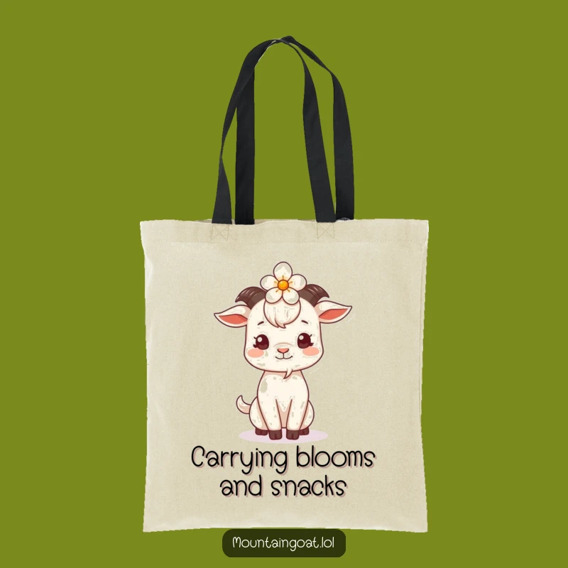 Funny Goat Flower Head Tote Bag: Carry Your Essentials with Whimsical Humor Funny Gift