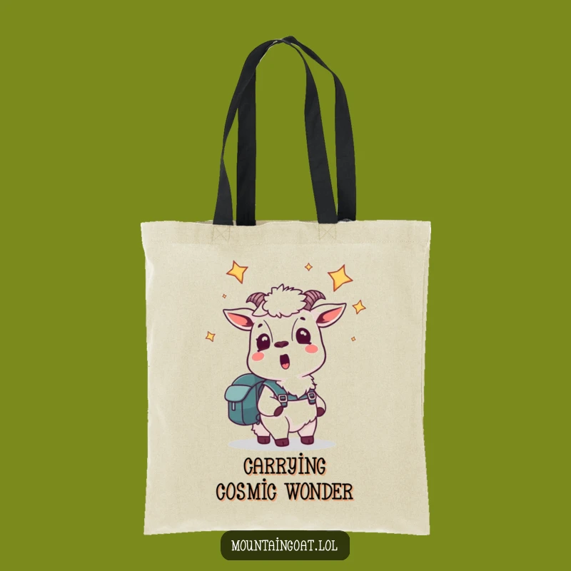 Funny Star Gazing Goat Tote Bag - Adventure Humor Gift for Wanderers