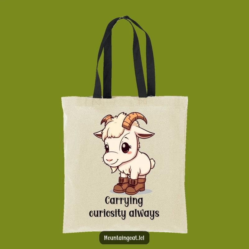 Kawaii Mountain Goat Tote Bag: Cute Hiking Companion for Errands