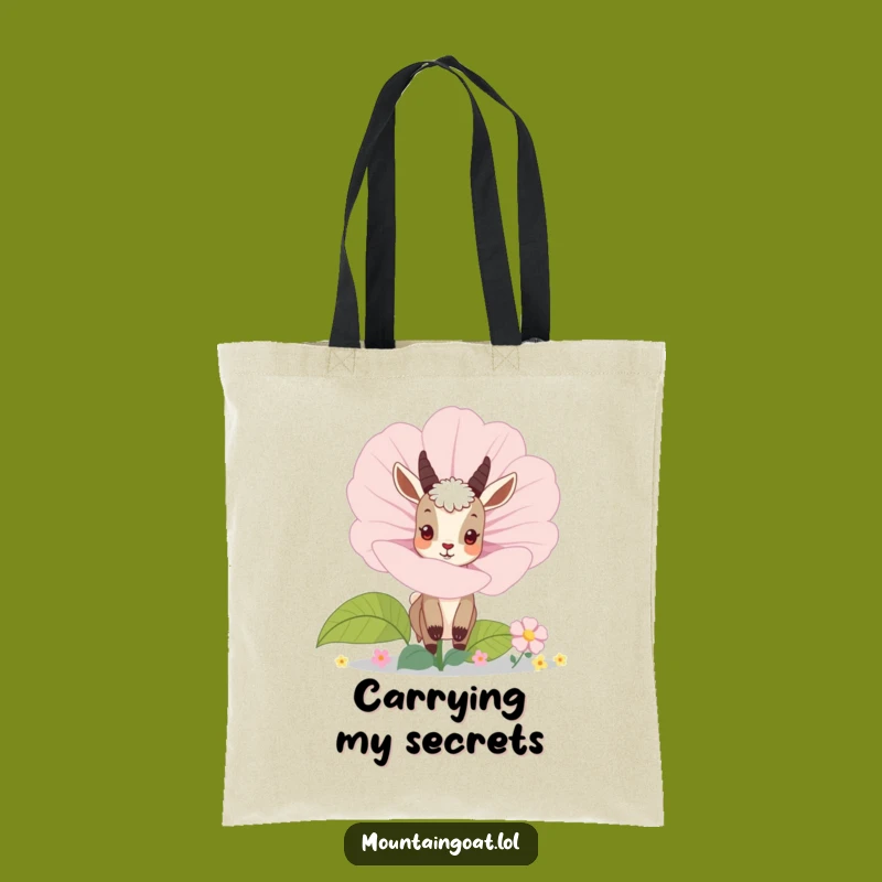 Funny Curious Mountain Goat Flower Tote Bag - Eco-Friendly Style