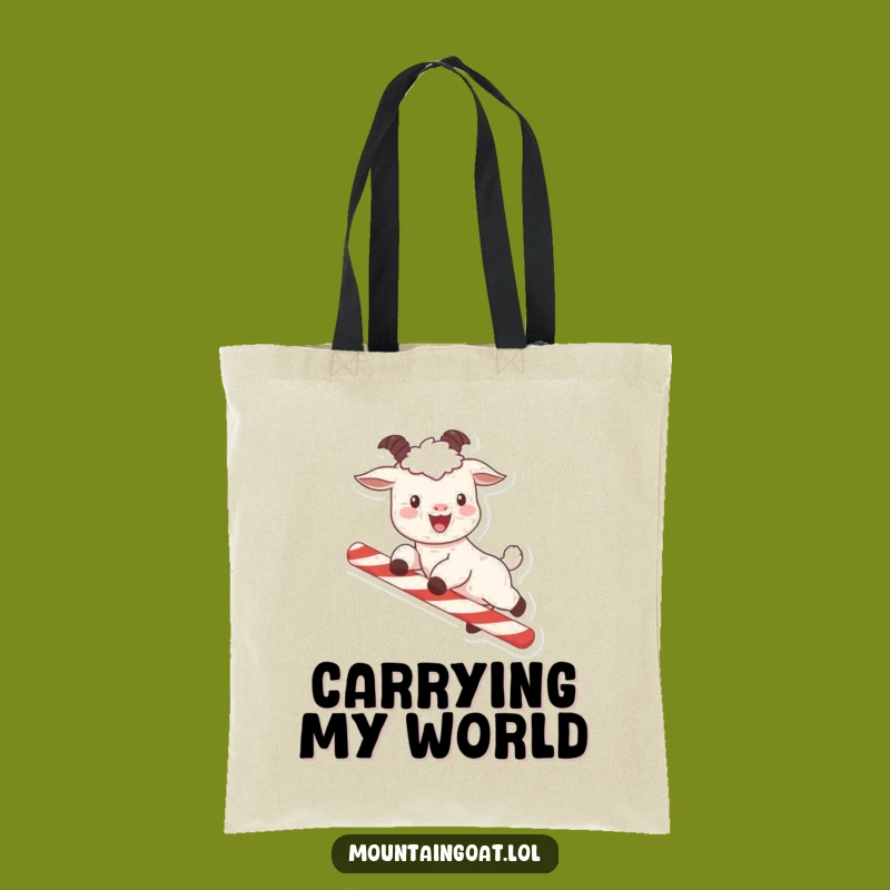 Funny Kawaii Goat Candy Cane Tote Bag: Carry Your Humor in Style