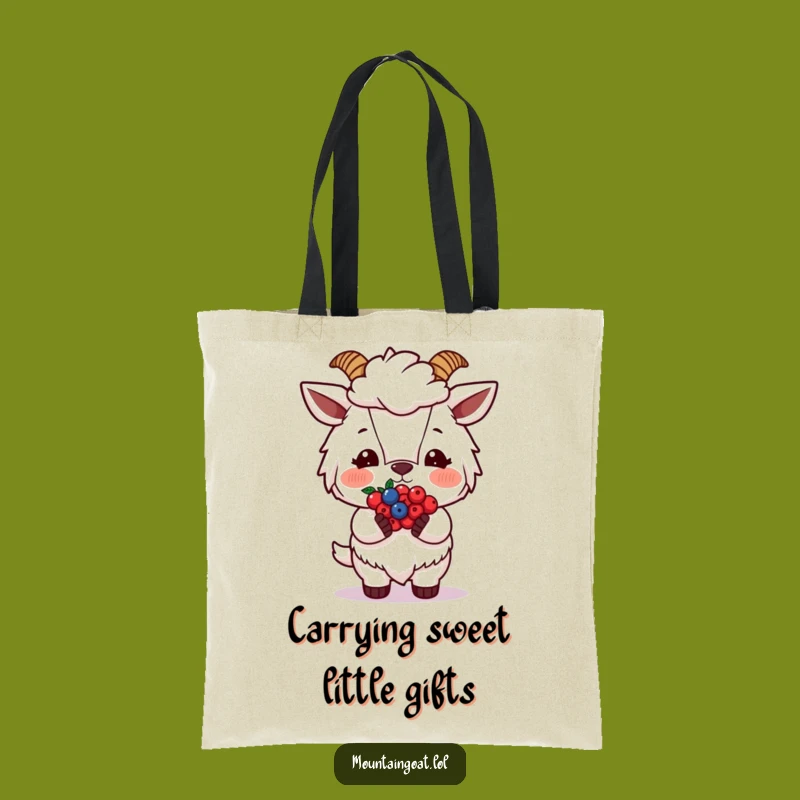 Funny Blushing Goat Berries Tote Bag: Carry Sweetness and Humor Everywhere Funny Gift