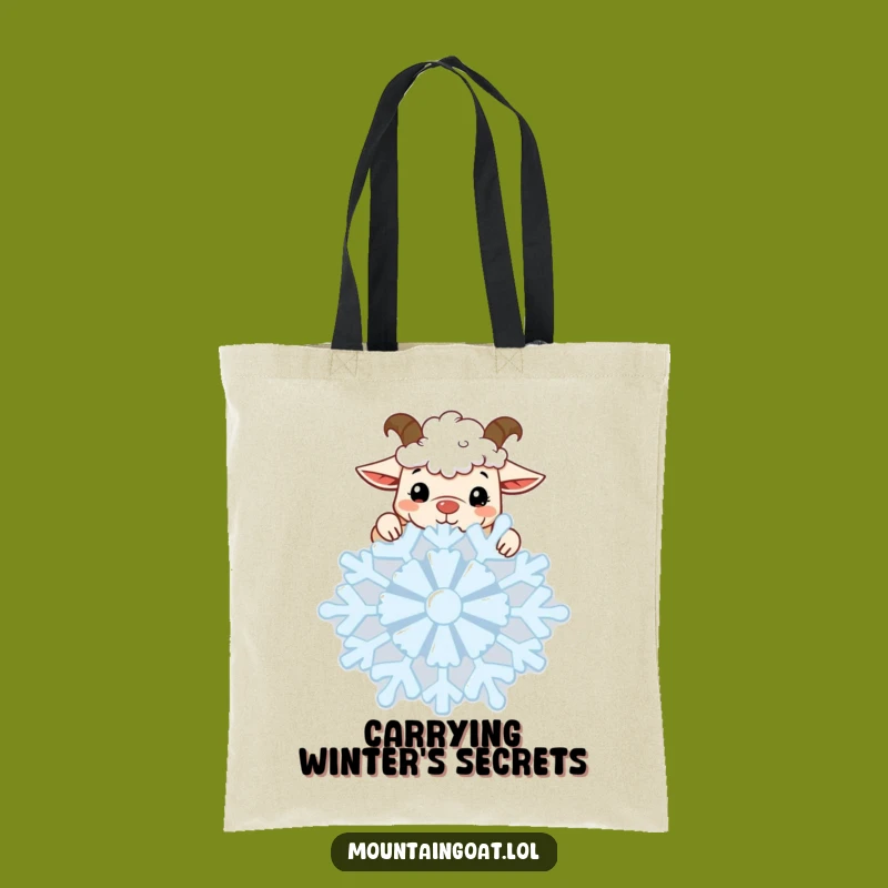 Funny Kawaii Goat Snowflake Tote Bag: Winter Peek Carry-All Gift