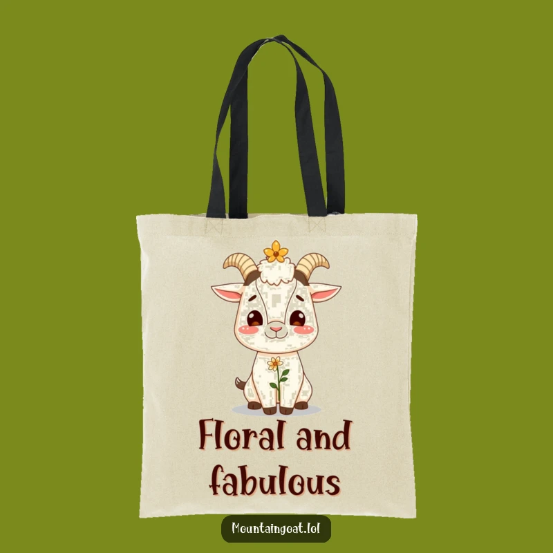 Funny Giggling Goat Flower Tote Bag - Whimsical Humorous Carry-All Gift