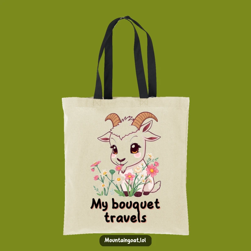 Funny Curious Goat Flower Tote Bag - Chic Floral Goat Accessory Gift!