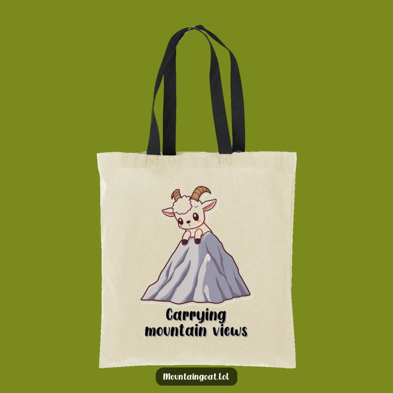 Funny Curious Goat Tote Bag - Kawaii Mountain Explorer Accessory for Daily Journeys