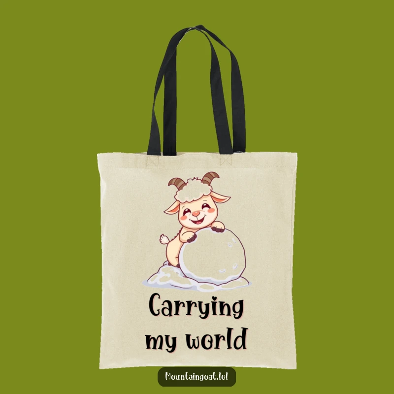 Funny Giggling Mountain Goat Tote Bag - Hilarious Snowball Accessory - Eco Gift