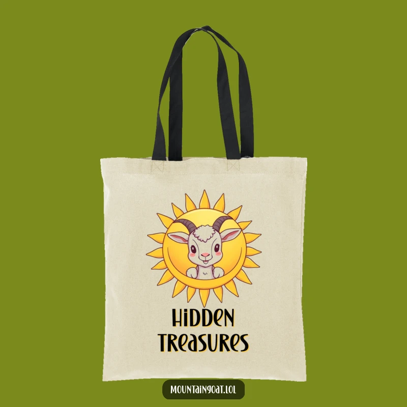 Funny Goat Peeking Sun Tote Bag: Carry Your Sunshine and Smiles