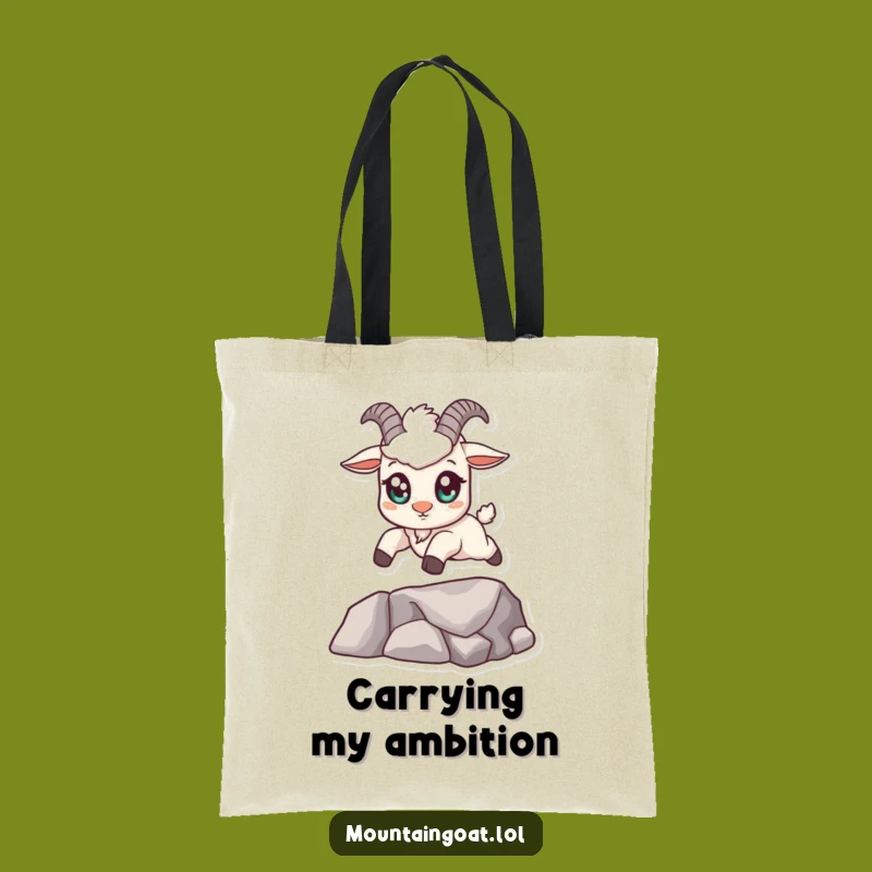 Funny Kawaii Mountain Goat Tote Bag - Adorable Leaping Animal Carryall Gift