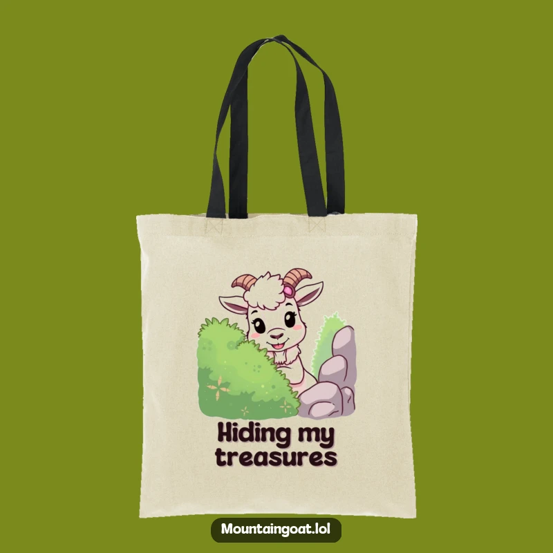 Funny Mountain Goat Tote Bag: Mischievous Hide-and-Seek Goat, Humorous and Practical
