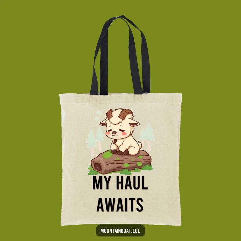 Funny Tired Mountain Goat Tote Bag - Contented Sigh Holder - Casual Gift